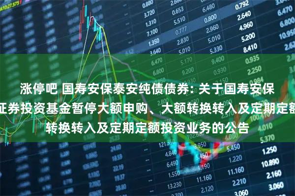 涨停吧 国寿安保泰安纯债债券: 关于国寿安保泰安纯债债券型证券投资基金暂停大额申购、大额转换转入及定期定额投资业务的公告
